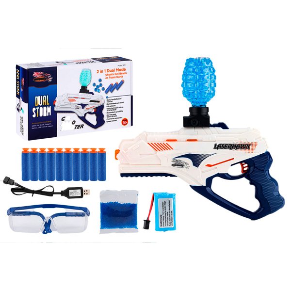 PISTOLA LASERHAWK GEL BLASTER DUAL STORM 2 EN 1 MODEL 1971  MODEL 1971